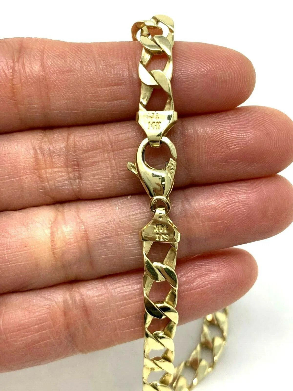 Men's 14k Yellow White or Rose Gold Solid Flat Cuban Chain Necklace 20" - 26" 6.3mm