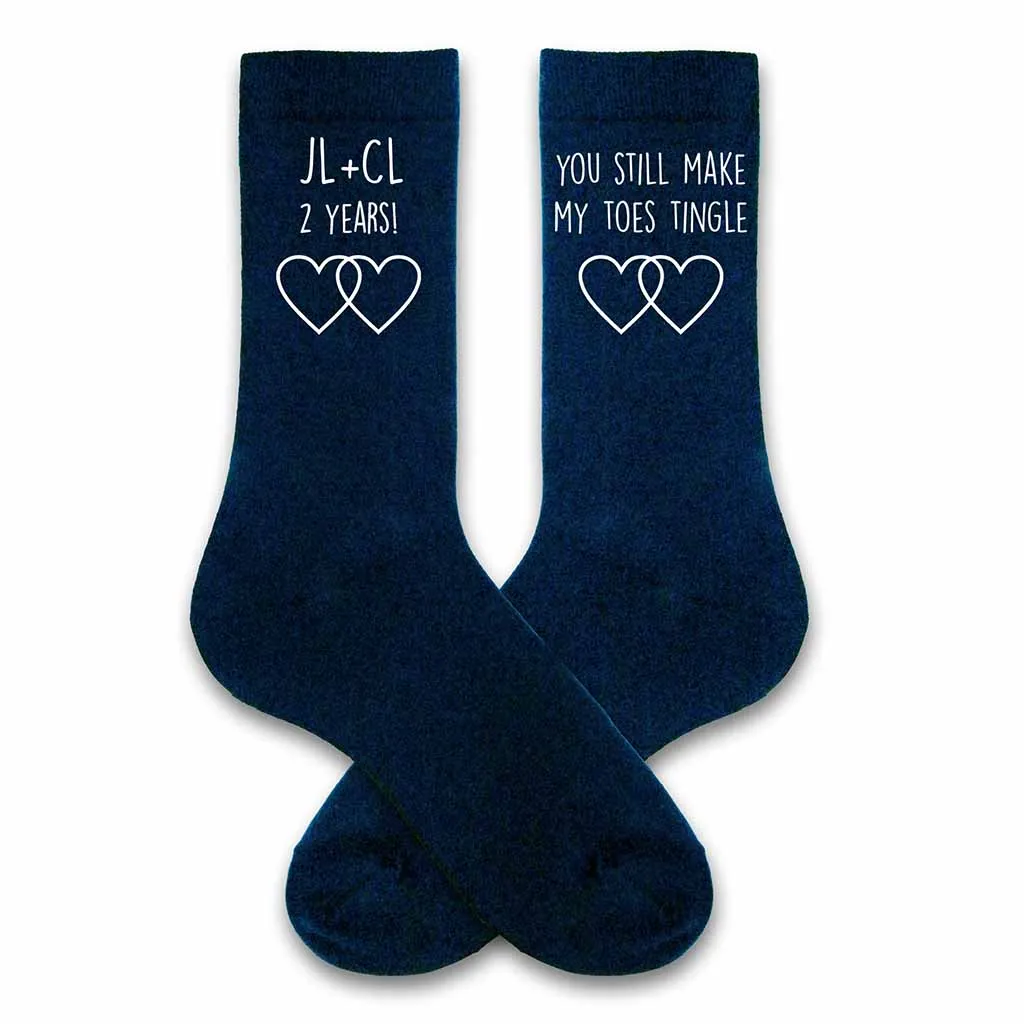 Men's 2nd Anniversary Gift - Personalized Anniversary Socks
