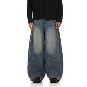 Men's American Retro Wide-Leg Jeans – Washed Design, Loose Fit, Vintage Casual Style
