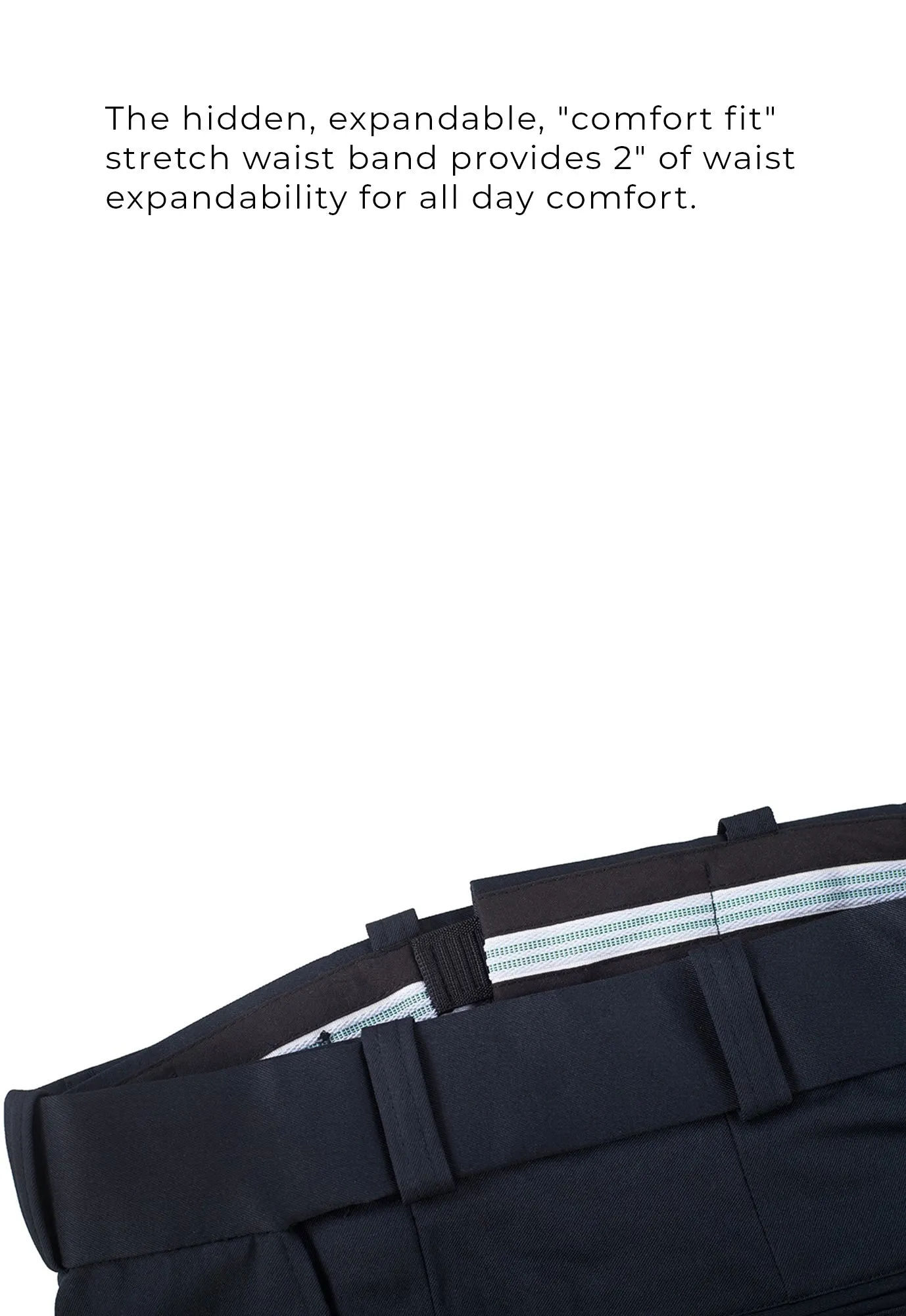 Men's Black, Flat Front, Comfort-Waist Dress Pants