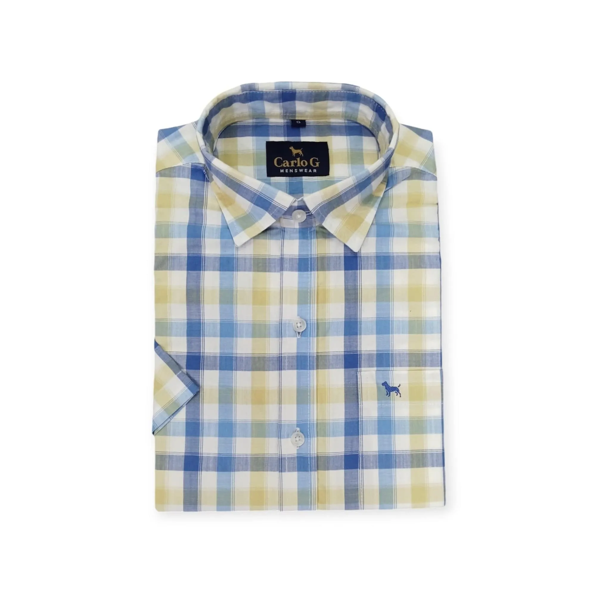 Men's Carlo G Short Sleeve Shirt Taupe/Blue