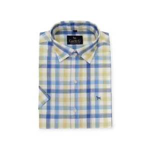 Men's Carlo G Short Sleeve Shirt Taupe/Blue