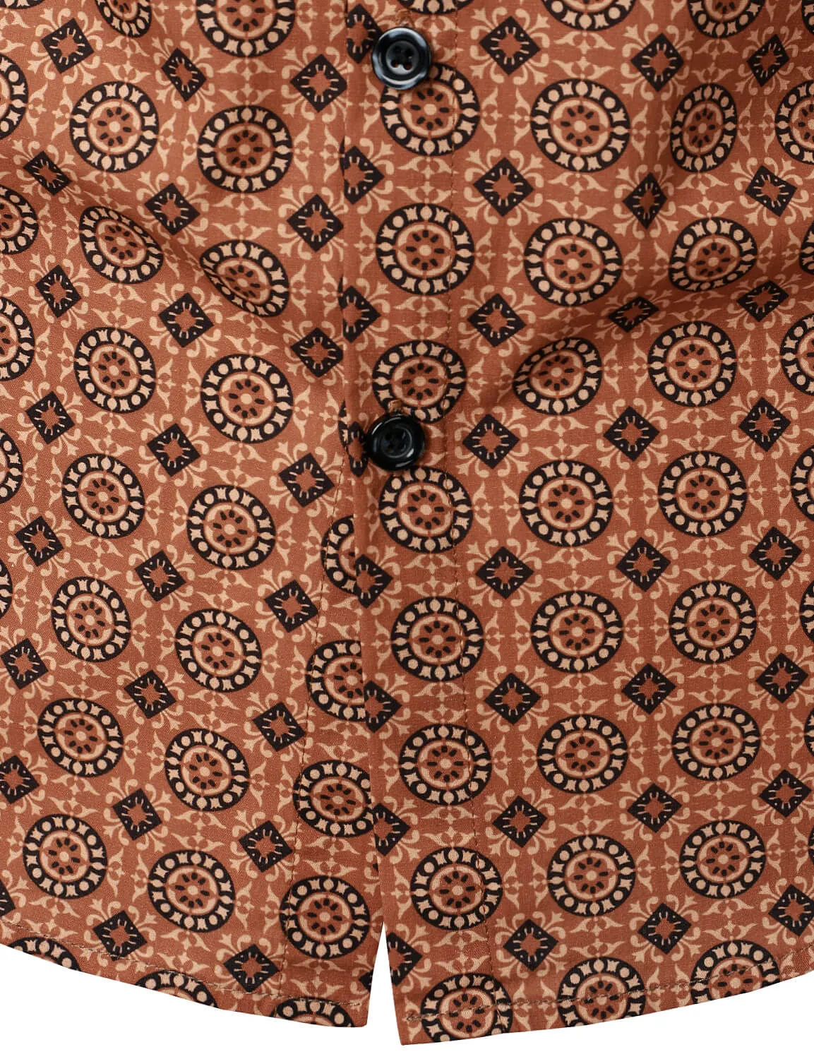 Men's Casual Geometric Button Up Vintage Long Sleeve Shirt