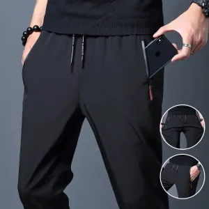 Men's Casual Pants: Business Stretch Slim Fit Elastic Waist Joggers