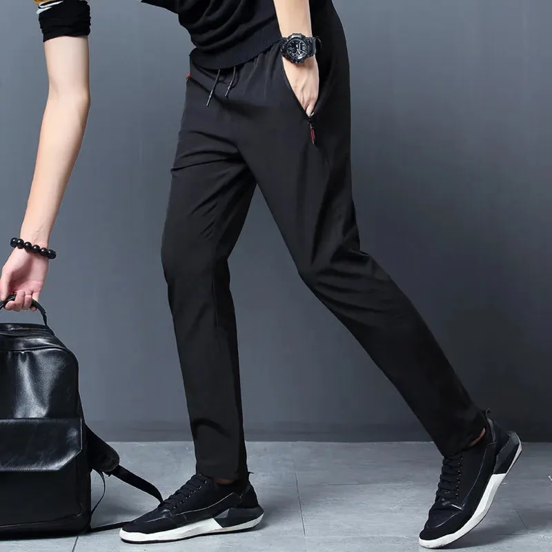 Men's Casual Pants: Business Stretch Slim Fit Elastic Waist Joggers
