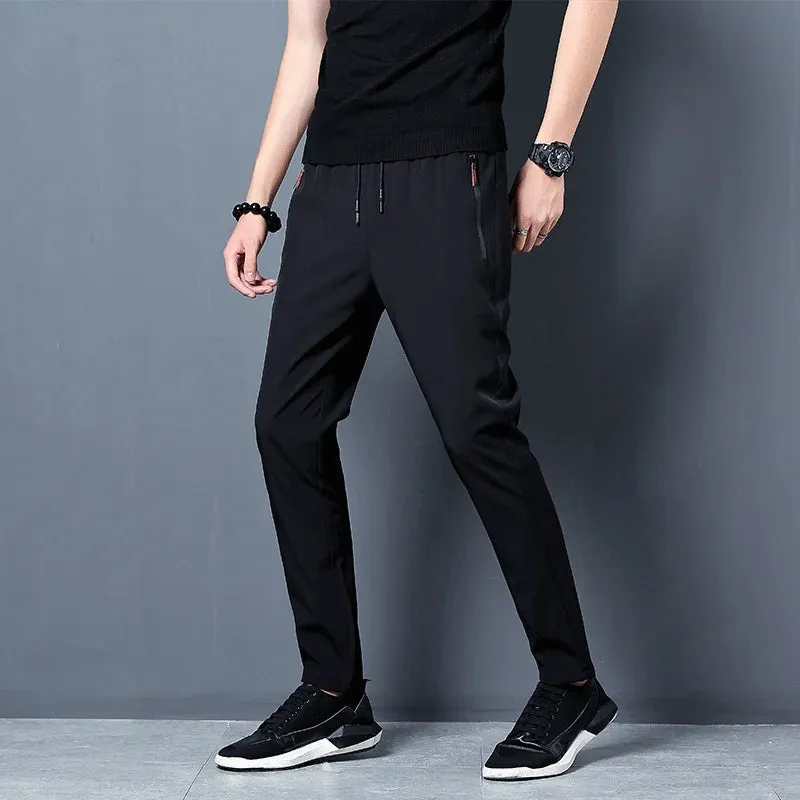 Men's Casual Pants: Business Stretch Slim Fit Elastic Waist Joggers