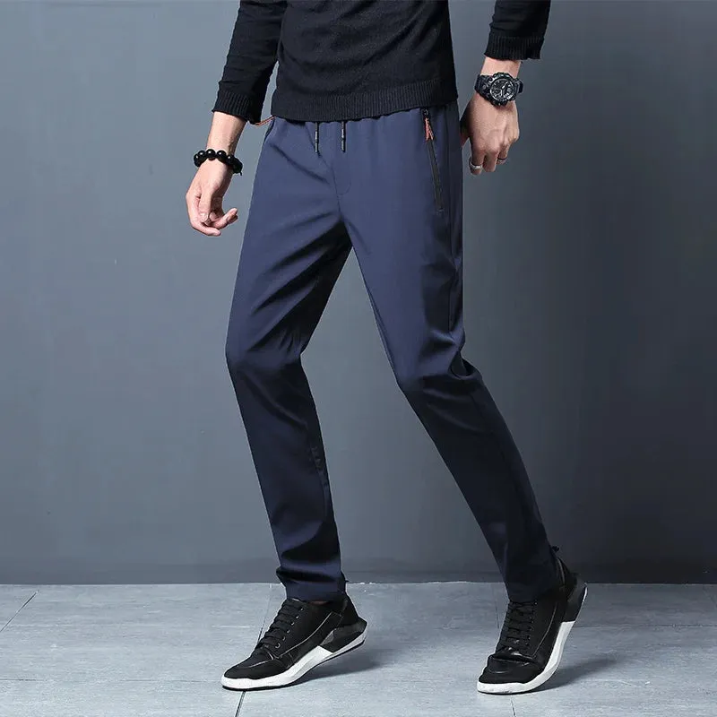 Men's Casual Pants: Business Stretch Slim Fit Elastic Waist Joggers