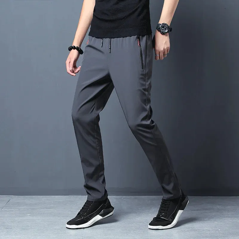 Men's Casual Pants: Business Stretch Slim Fit Elastic Waist Joggers