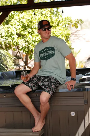 Men's Cinch Cowboys n' Cactus Print Black Swim Trunks