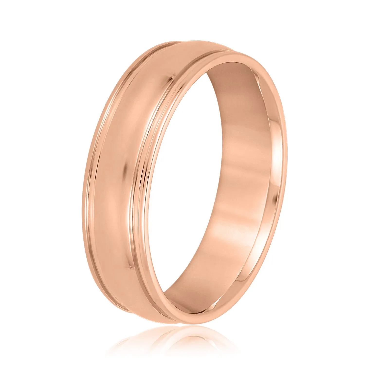 Men's Classic Dome Center and Flat Edge Wedding Band