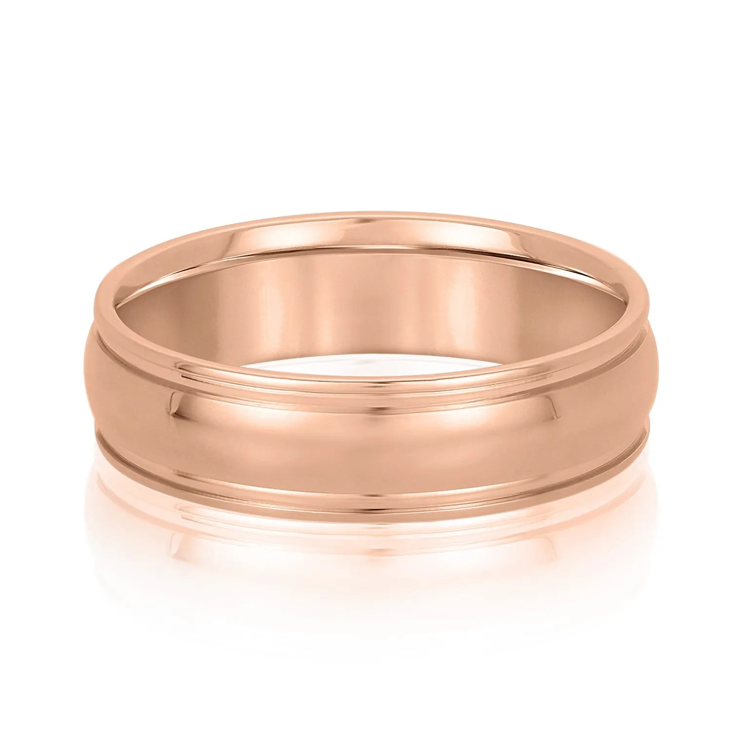 Men's Classic Dome Center and Flat Edge Wedding Band