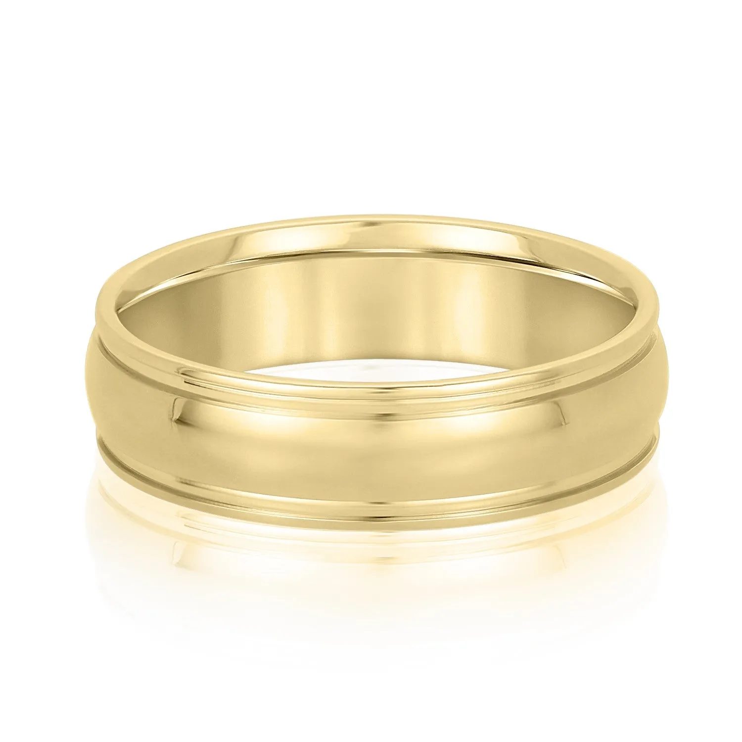 Men's Classic Dome Center and Flat Edge Wedding Band