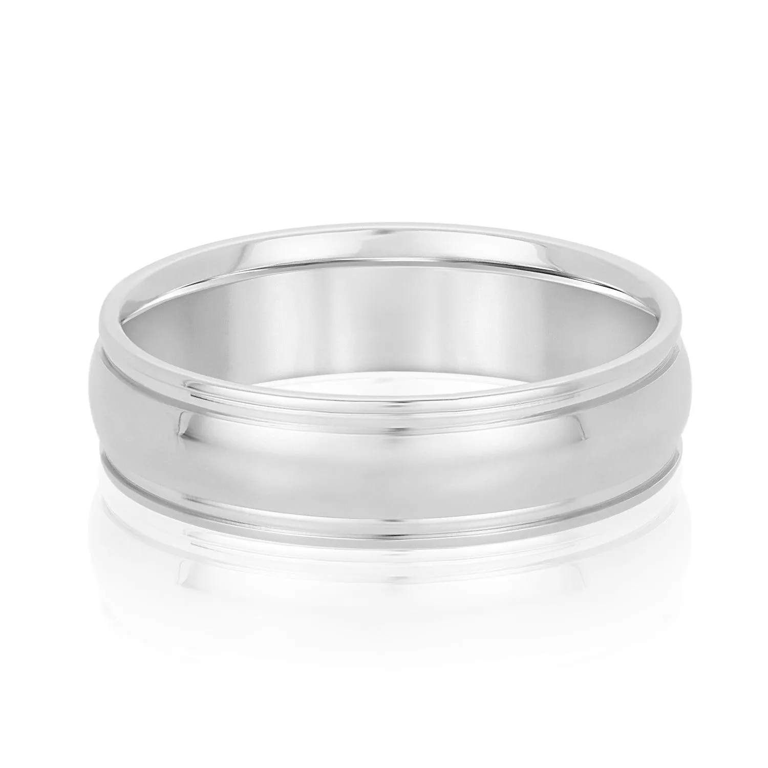 Men's Classic Dome Center and Flat Edge Wedding Band