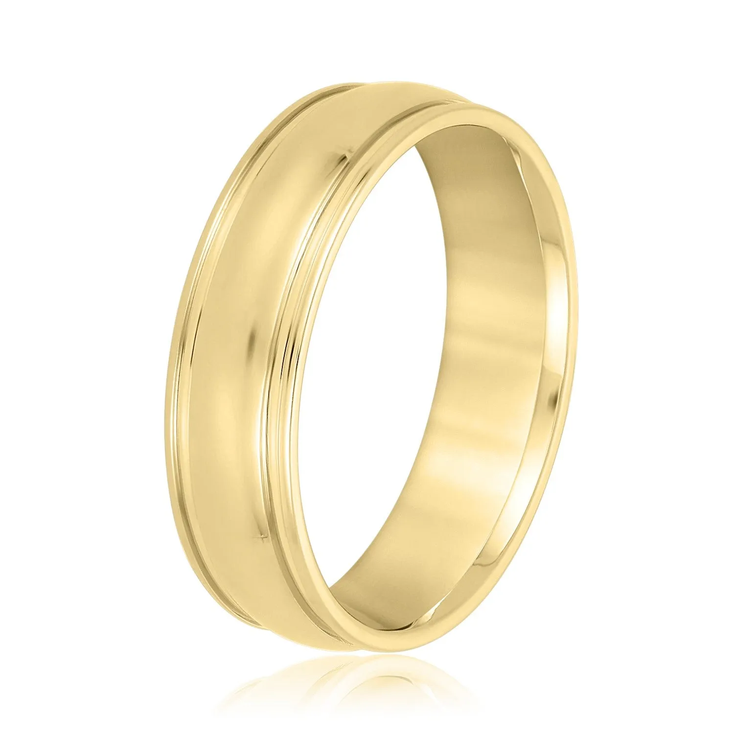 Men's Classic Dome Center and Flat Edge Wedding Band