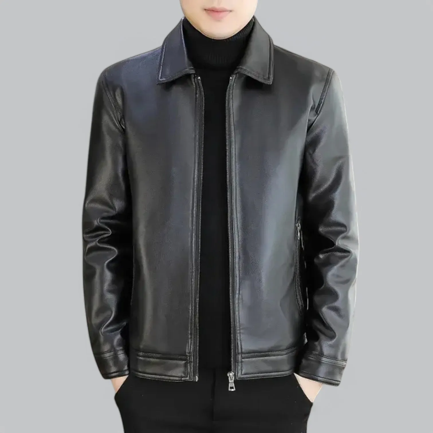Men's Classic Leather Biker Jacket | Slim Fit, Genuine Leather, Bomber Style