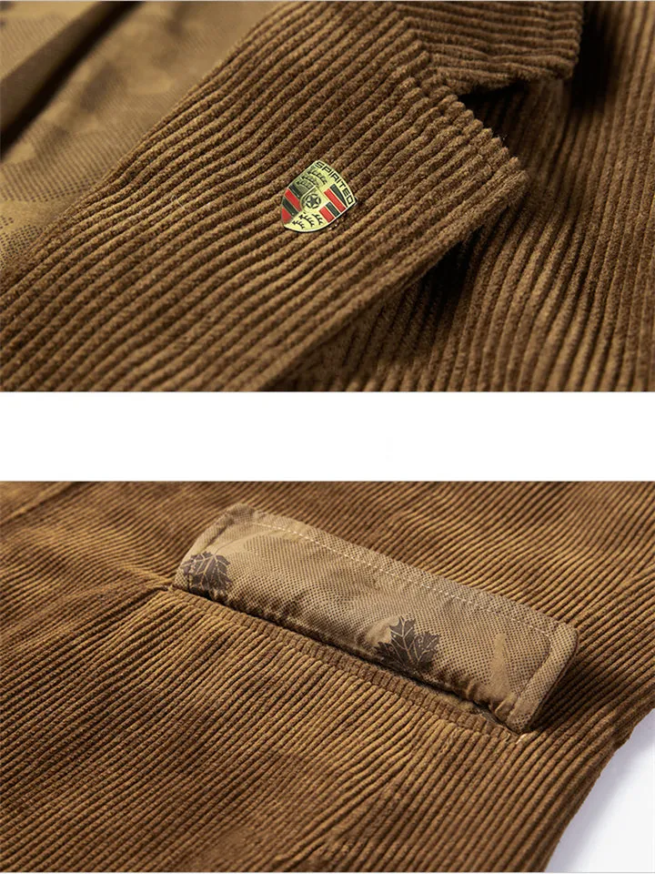 Men’s Classic Notched Lapel Collar Corduroy Blazer