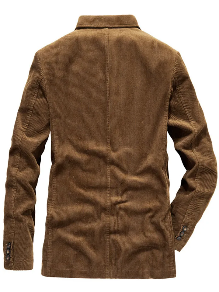 Men’s Classic Notched Lapel Collar Corduroy Blazer
