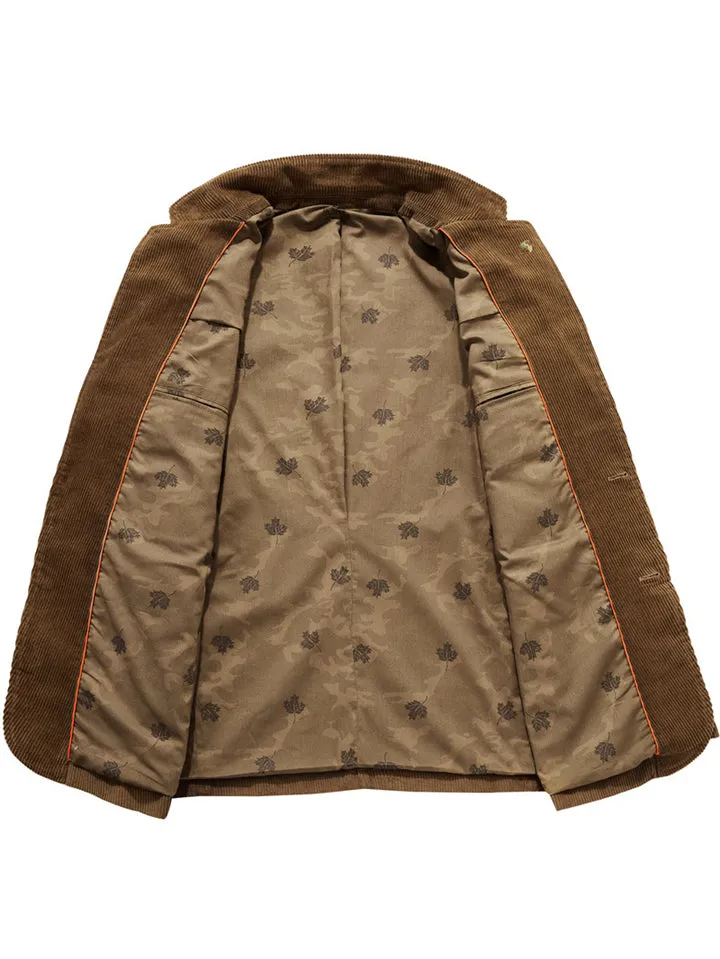 Men’s Classic Notched Lapel Collar Corduroy Blazer