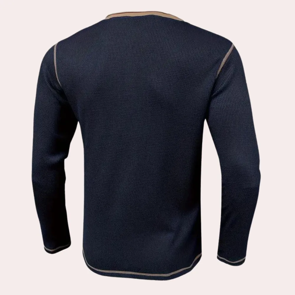 Men's Classic Waffle Design Long Sleeve Tee