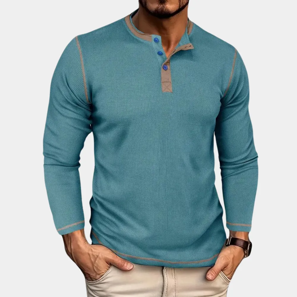Men's Classic Waffle Design Long Sleeve Tee