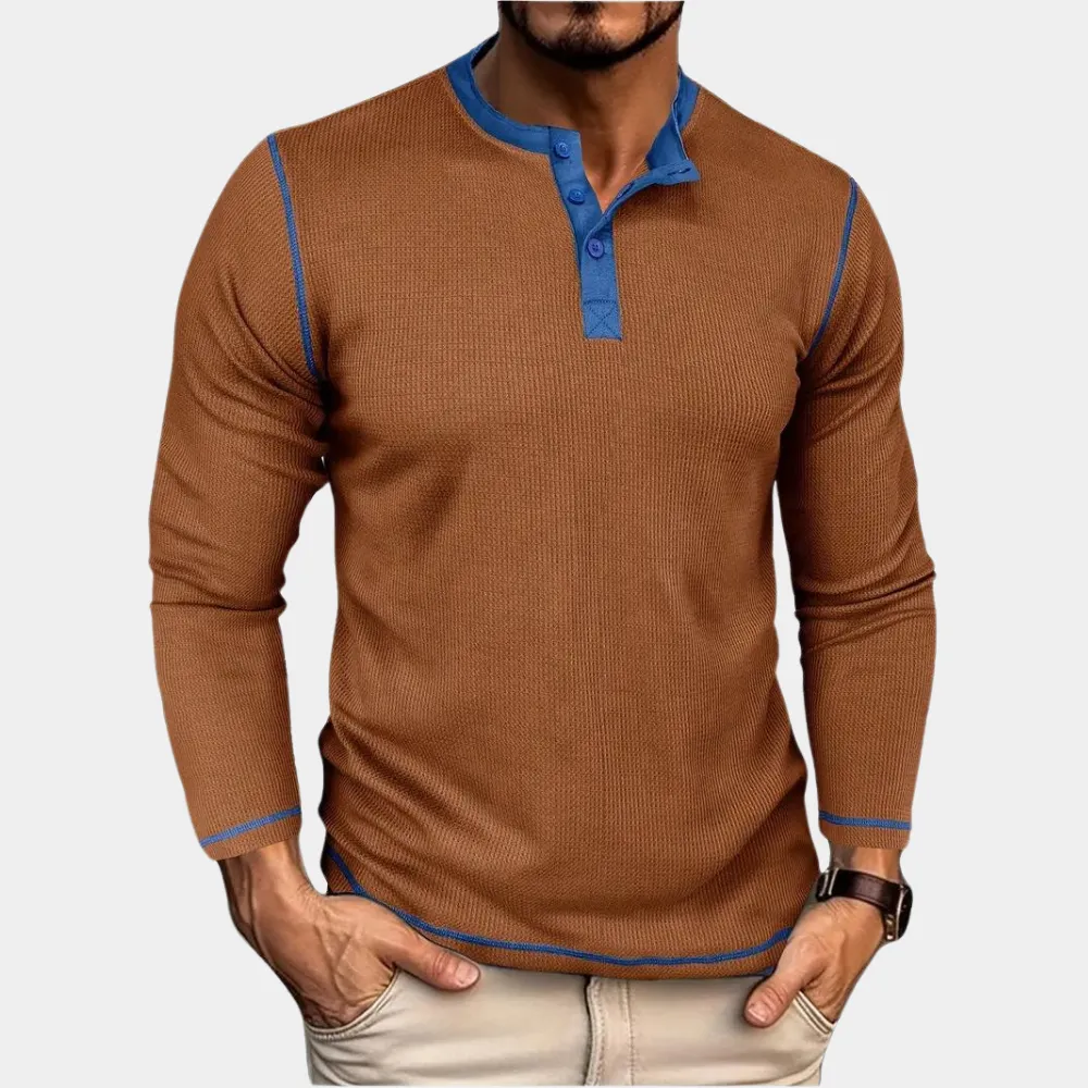 Men's Classic Waffle Design Long Sleeve Tee