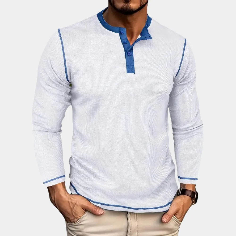 Men's Classic Waffle Design Long Sleeve Tee