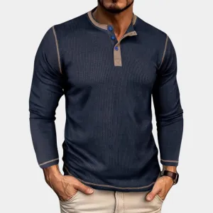 Men's Classic Waffle Design Long Sleeve Tee