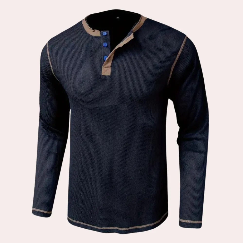 Men's Classic Waffle Design Long Sleeve Tee