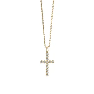 Men's Collection Gold & Diamond Bezel Cross Charm