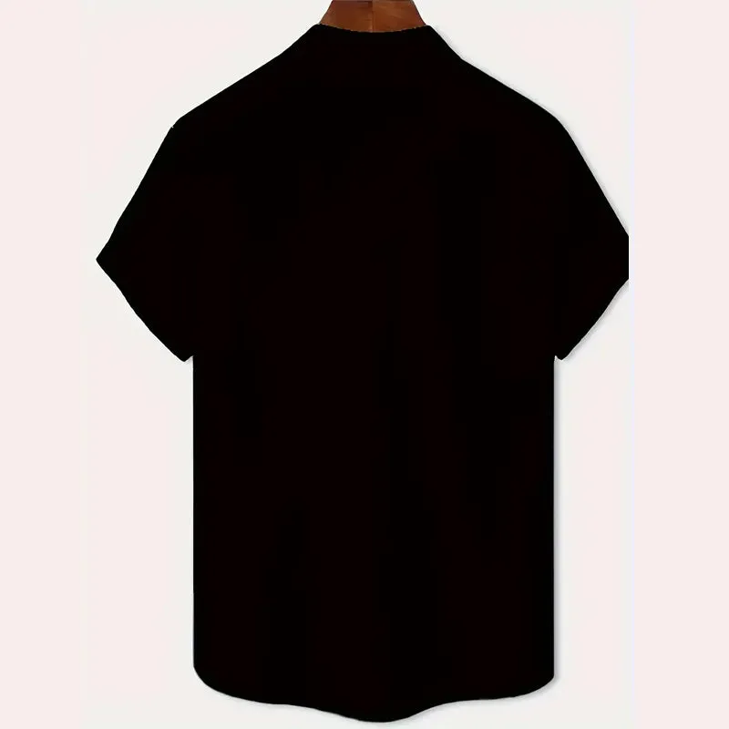 Men's Color Matching Cats Graphic Print Shirt