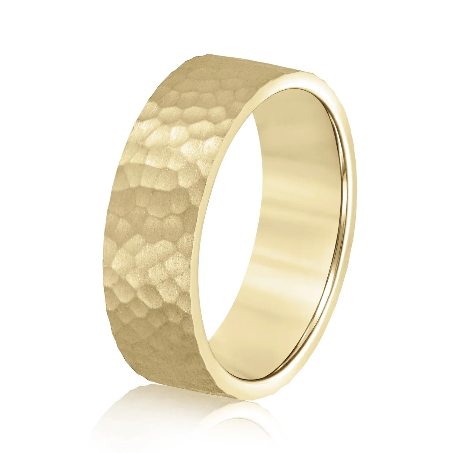 Men's Flat Hammered Band Timeless Texture