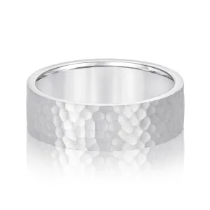 Men's Flat Hammered Band Timeless Texture
