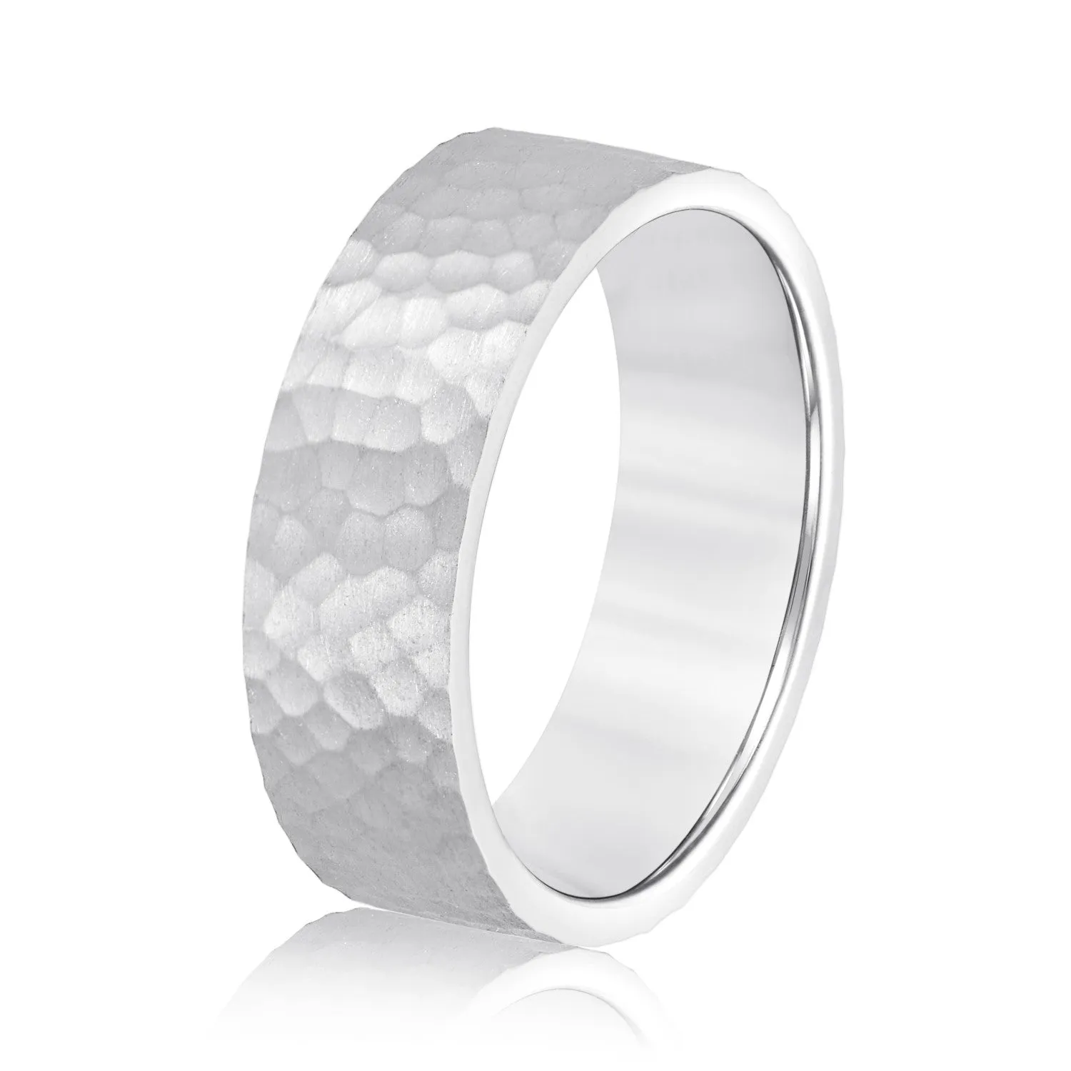 Men's Flat Hammered Band Timeless Texture