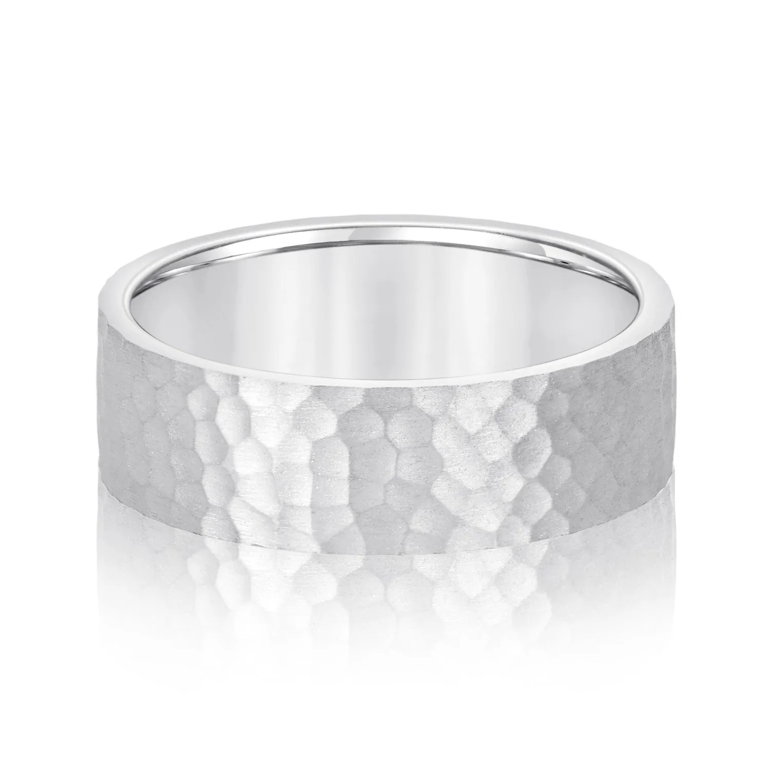 Men's Flat Hammered Band Timeless Texture
