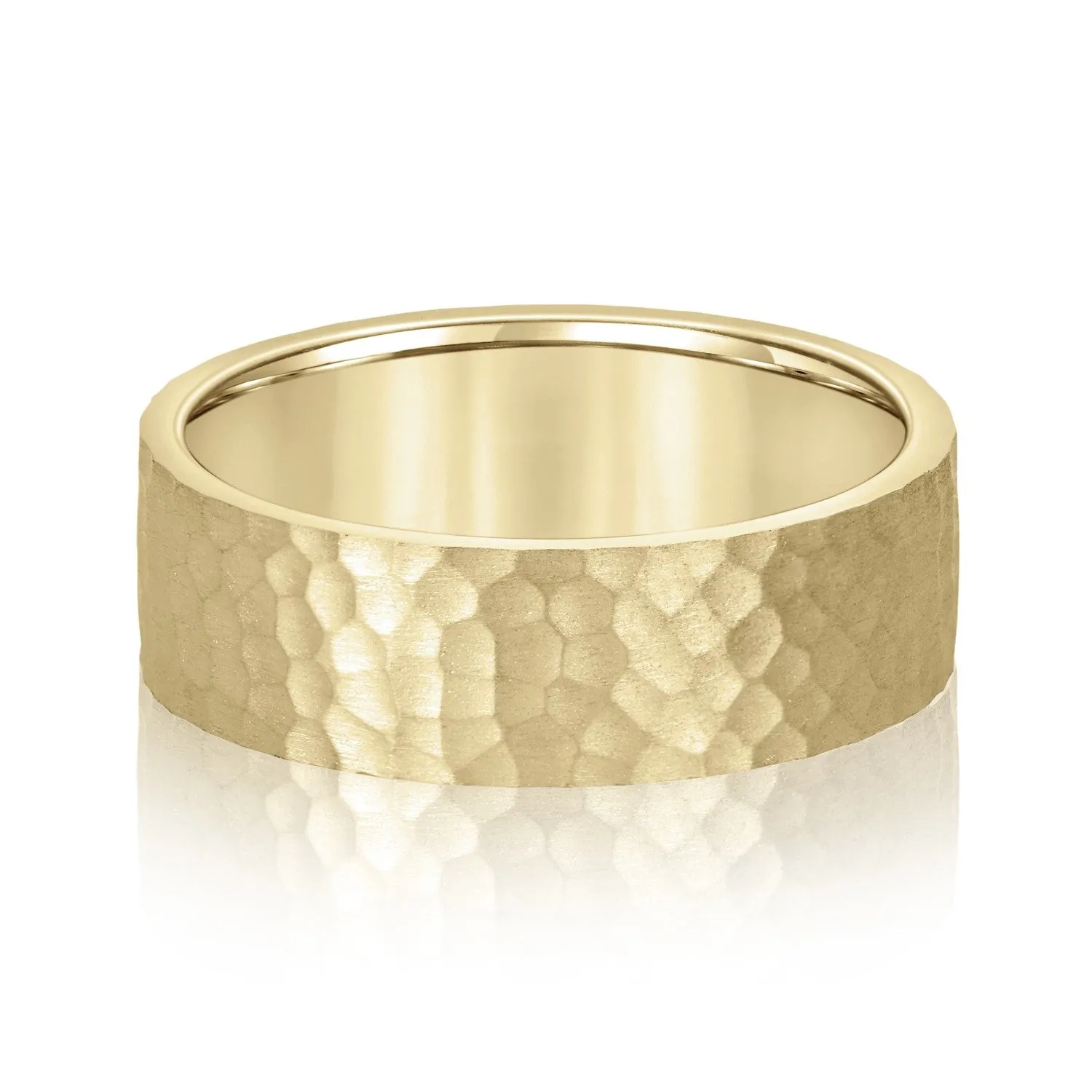 Men's Flat Hammered Band Timeless Texture