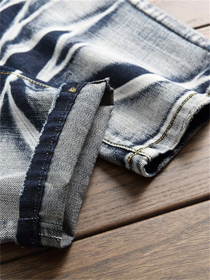 Men's Funky Vintage Distressed Straight Leg Jeans