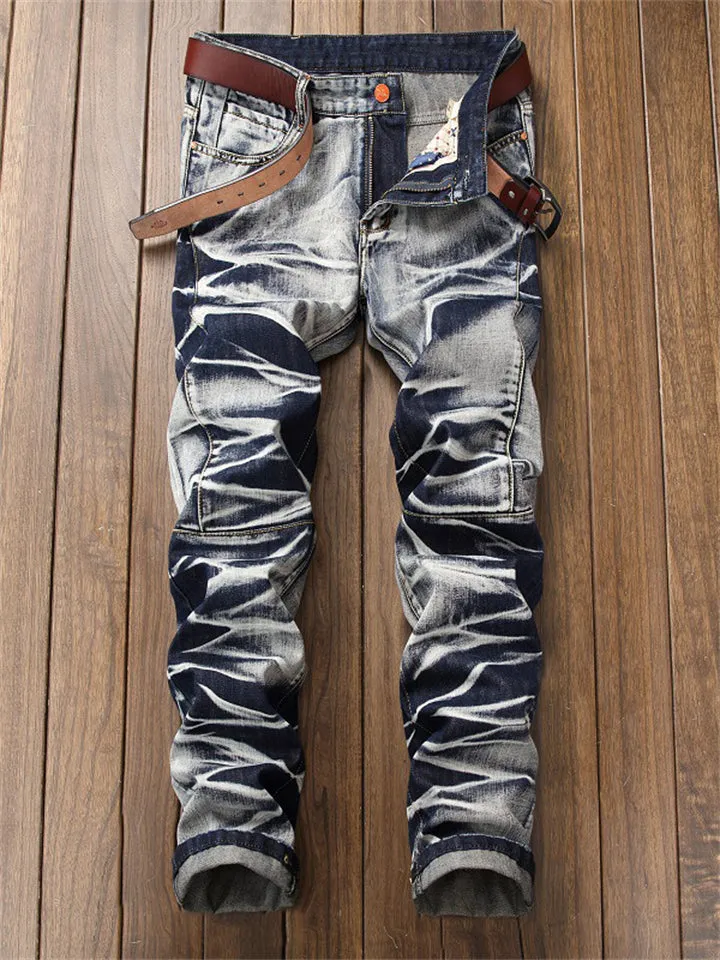 Men's Funky Vintage Distressed Straight Leg Jeans