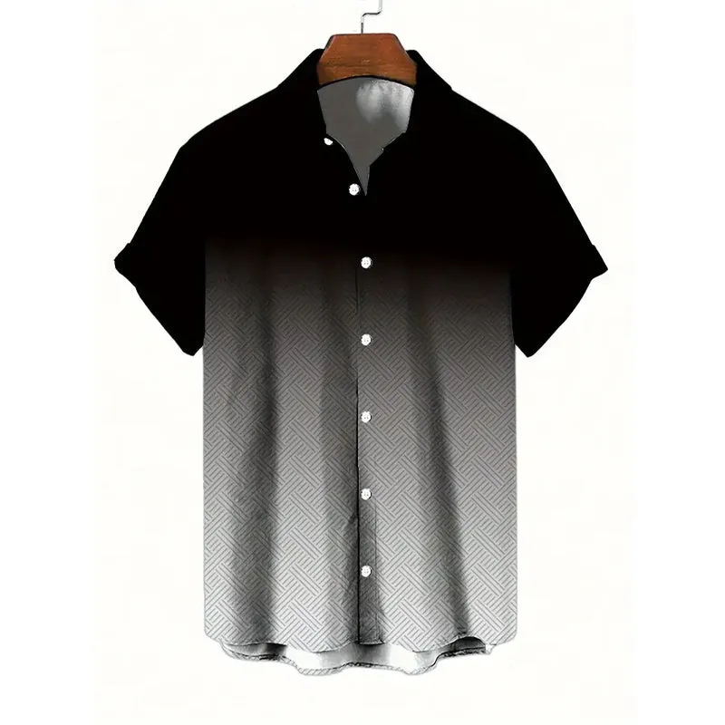 Men's Gradient Short Sleeve Button-Up Shirt
