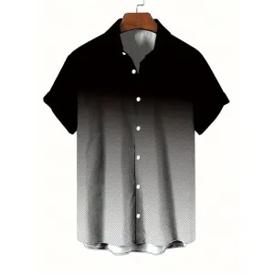Men's Gradient Short Sleeve Button-Up Shirt