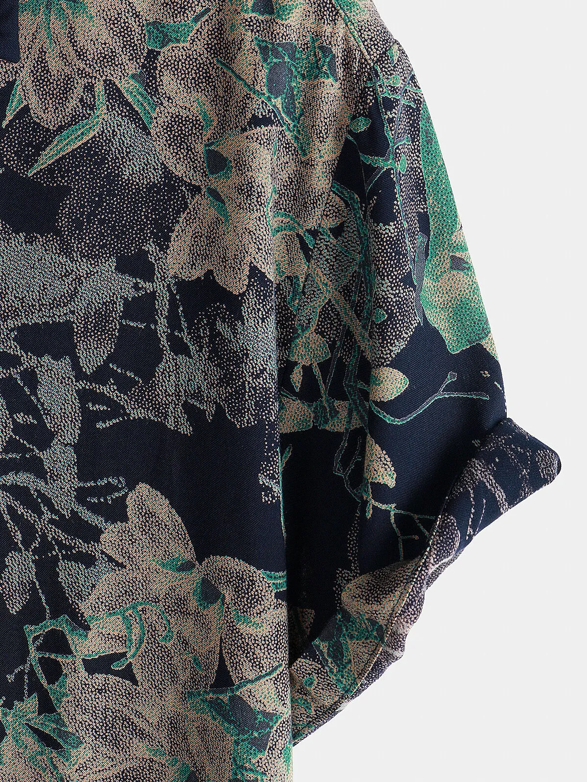 Men's Holiday Casual Summer Floral Vintage Black Short Sleeve Button Up Shirt