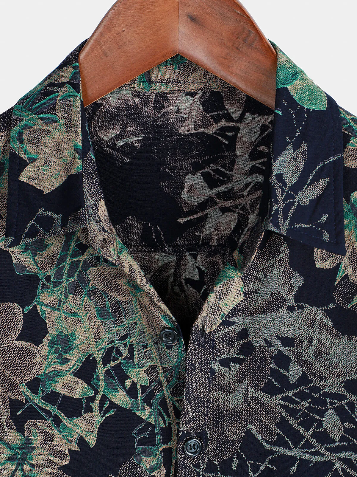 Men's Holiday Casual Summer Floral Vintage Black Short Sleeve Button Up Shirt