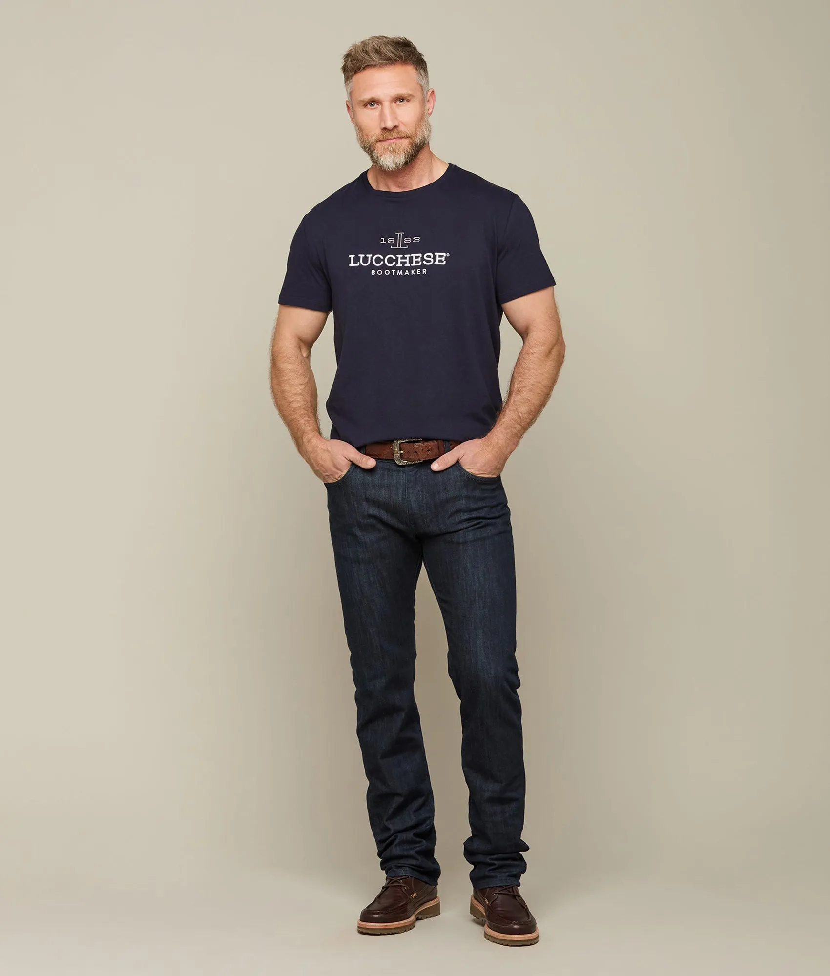Men's Lucchese Classic Embroidered Tee :: Navy