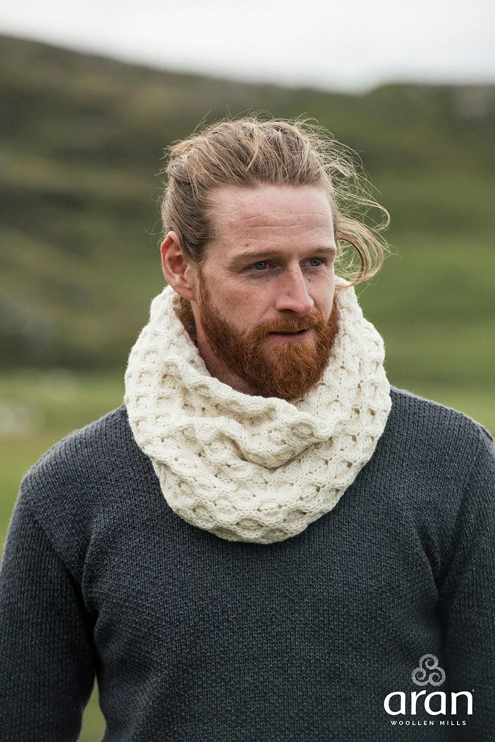 Men's Merino Wool Diamond Pattern Neckwarmer by Aran Mills - 3 Colours