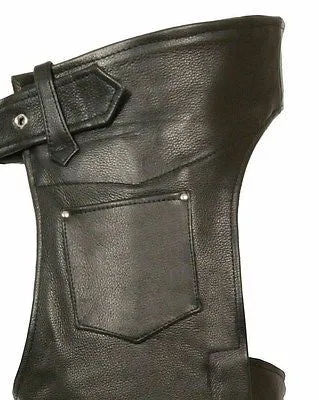 MEN'S MOTORYCLE RIDERS FULLY LINED CLASSIC BASIC CHAP REAL LEATHER