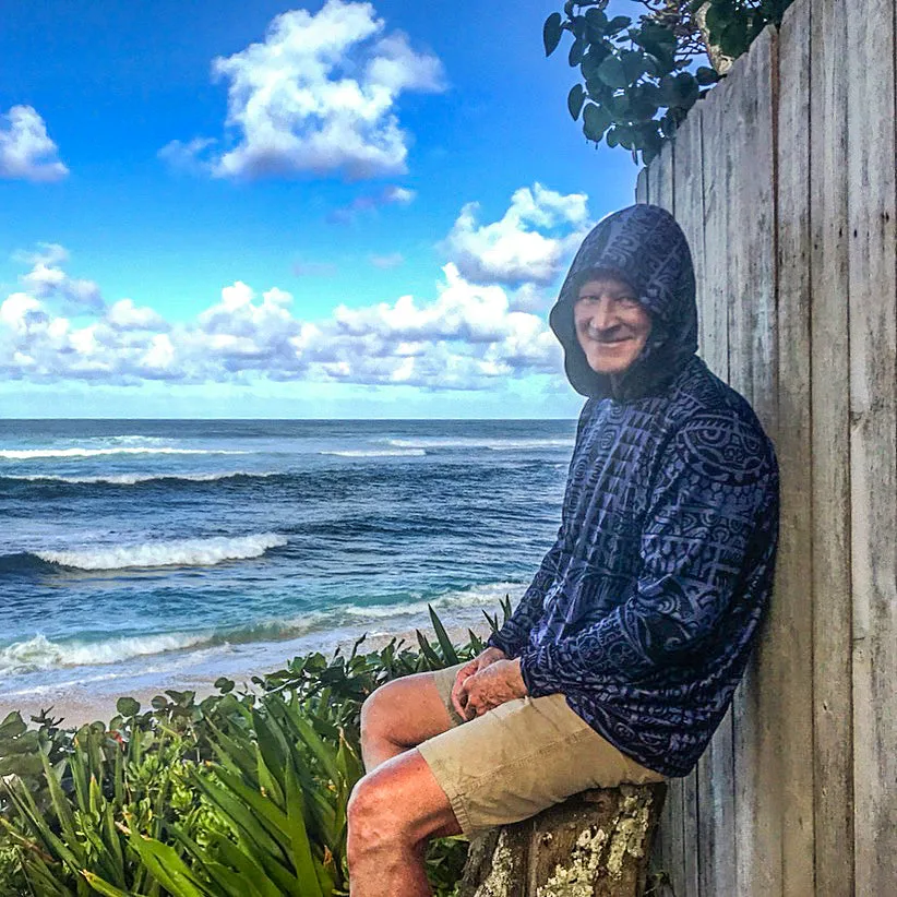 Men's Quik-Dry Hoodie ~ Matamua Print ~ Navy Blue
