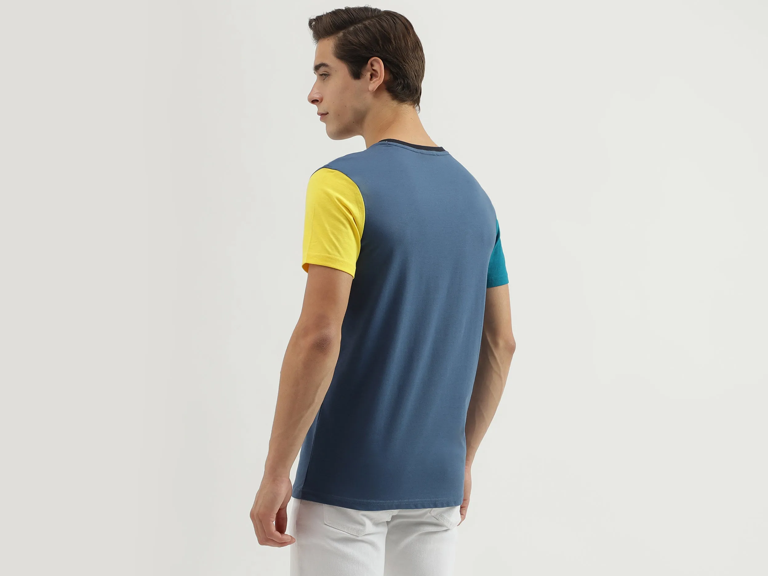 Men's Regular Fit Crew Neck Colorblock T-Shirt