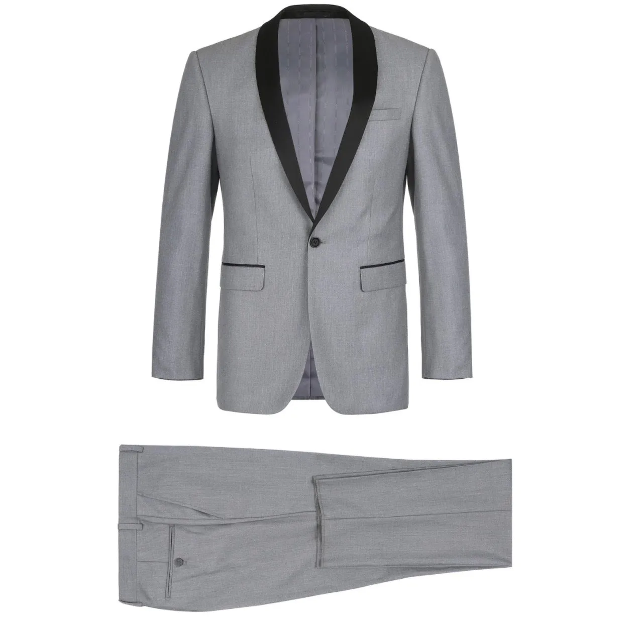 Men's Renoir Two Piece Silver Shawl Tuxedo Slim Fit