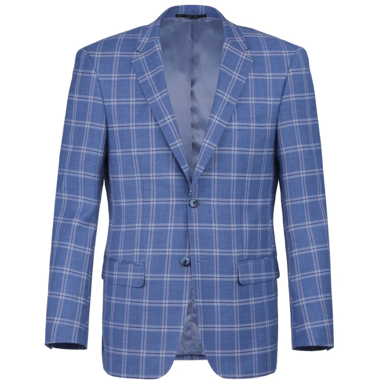 Men's Renoir Two Piece Windowpane Blue Slim Fit Suit