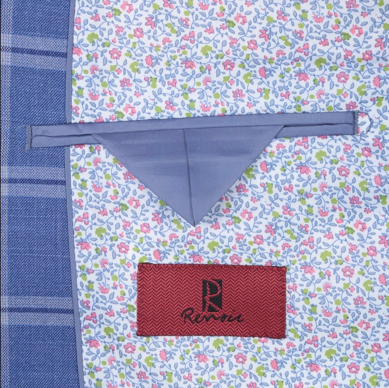 Men's Renoir Two Piece Windowpane Blue Slim Fit Suit