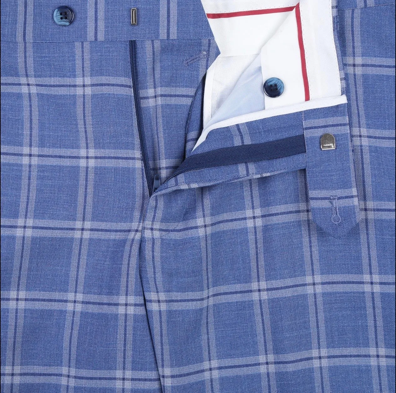 Men's Renoir Two Piece Windowpane Blue Slim Fit Suit